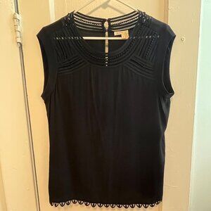 Anthropologie Meadow Rue Sleeveless Shirt, Size Medium, Color Black